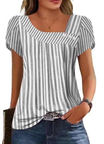 Floral Print Petal Sleeve Square Neck Tops Loose Fit Summer Blouse