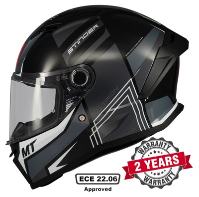 MT STINGER 2 FULL FACE ECE22.06 DOT MOTORCYCLE HELMET TRON B12 GLOSS BLACK B12