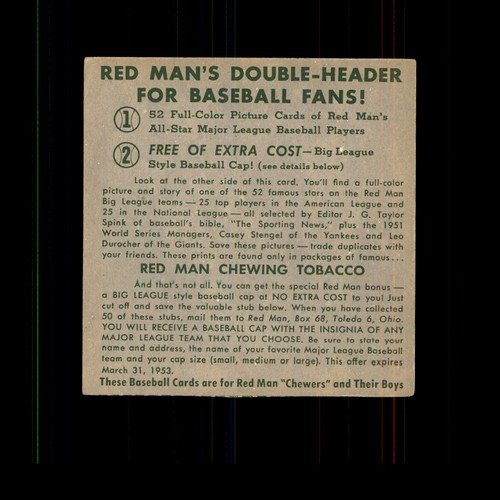 1952 Red Man Tobacco Baseball Cards - No Tabs - Complete Your Set - You Pick - Picture 83 of 85