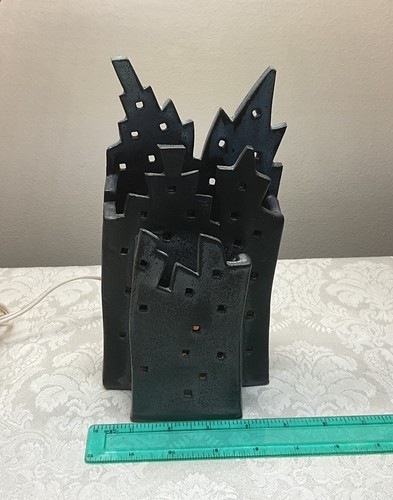 Detroit Artist Doug Spalding Studio Pottery Cityscape Skyline Night Light Lamp . - Picture 8 of 10