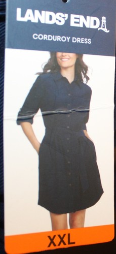 Nuevo Damas LANDS' END Azul Manga Larga Pana Vestido Talla XXL - Imagen 3 de 3