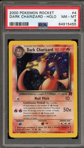 Pokemon Dark Charizard Team Rocket Unlimited Holo Rare #4 PSA 8