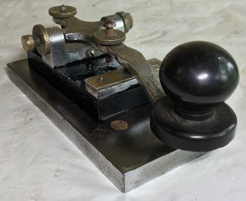 vintage CAST-IRON BASE antique RR railroad /Railway TELEGRAPH KEY old Morse Code - Photo 2/4