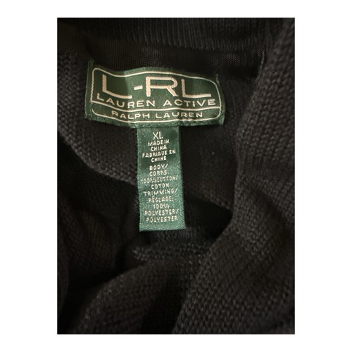 Ralph Lauren Active Pullover schwarz Wasserfallausschnitt mit Knopf Gr. XL schwarz - Bild 6 von 6