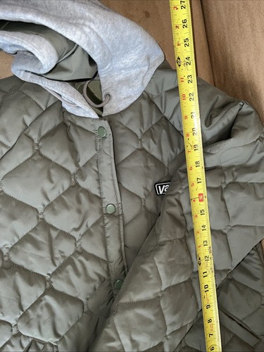 Vans Jacket Light Green Black Off The Wall Puffer Quilted Button Up Mens Size S - Picture 4 of 6