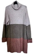 Rachel Zoe NWT Rust Olive Taupe Long Cowl Tunic Soft Stretch Sweater Medium