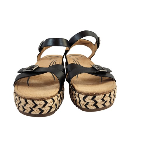 Sandali Aetrex Paula neri in pelle plateau zeppa donna US 10 supporto arco nuovi senza scatola - Foto 6 di 9