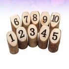 10Pcs Mini Wooden Stumps Number Printed Small Tree Stand Rustic Ornament Ta