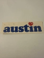 Vintage Austin Texas Bumper Sticker or Window Decal 1977 Heart Love Austin