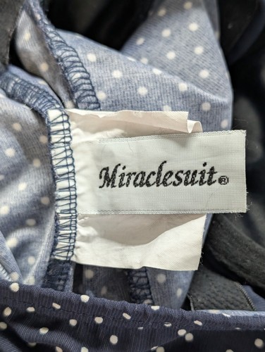 6 Miraclesuit Halter Swimsuit Underwire Pin Up Retro Ruched Navy Blue Dot - Picture 4 of 6