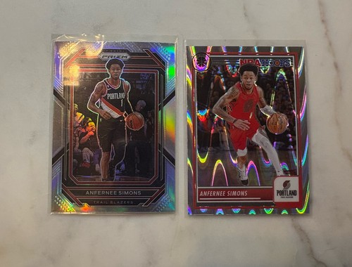 Anfernee Simons Parallel Card Lot x2 - 2022 Prizm Silver & 2023 Seismic Prizm - Picture 1 of 5