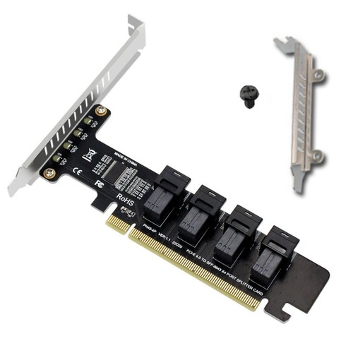 PCIe 4.0 Adapter Card W/LED Indicator 4*U.2 NVMe For PCI-E X4/X8/X16 NEW - Afbeelding 2 van 13