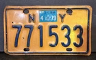 Vintage 1979 New York NY Motorcycle License Plate Gas Oil Transportation Sign