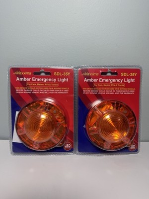 Lot Of 2 Maxxima SDL-35Y LED Emergency Warning Flasher Amber 3.50'' Round - New