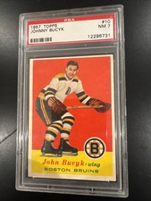 1957 Topps #10 Johnny Bucyk RC, PSA 7 #12296731, Boston Bruins