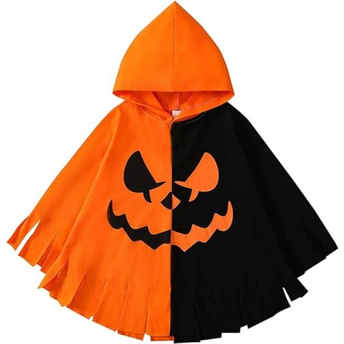 Realistic Halloween Cape Hooded Pumpkin Ghost Cloak Hallowmas - Picture 10 of 10