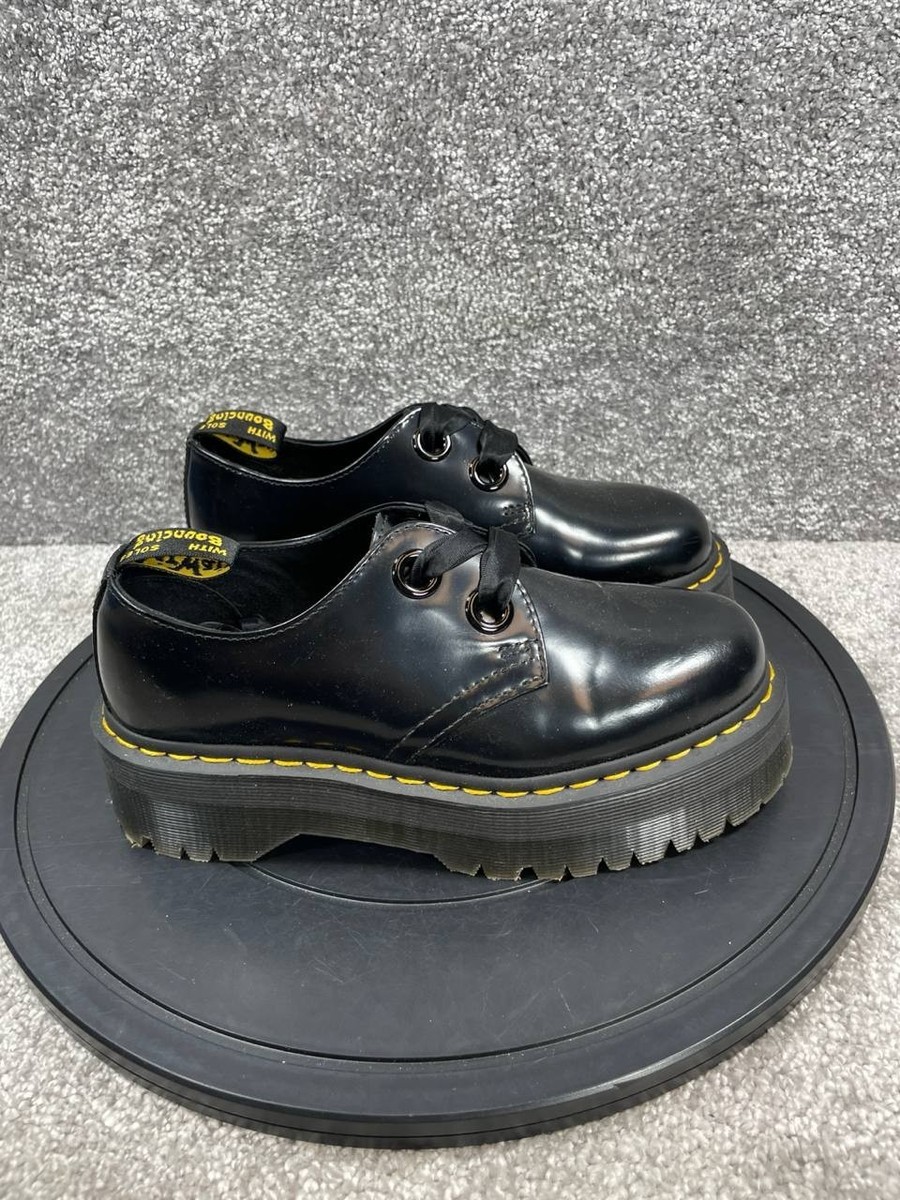 Dr.Martens holy 25234001 厚底 Holly Women's Leather Platform Shoes in Black Buttero | Dr