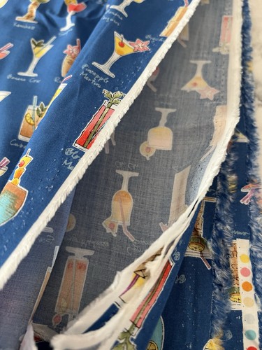 Tori Richard Hawaiian Tiki Fabric Blue W/a Variety Of Different Cocktail Drinks - Picture 6 of 12
