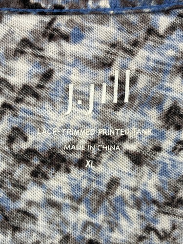 J Jill Tank Top Gr. XL blau bunt abstrakt Häkelspitze besetzt bedruckt Boho - Bild 2 von 12