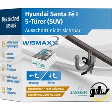 ANHÄNGERKUPPLUNG für Hyundai Santa Fe I 01-06 abnehmbar GDW +7polig E-Satz ABE