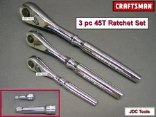 CRAFTSMAN HAND TOOLS 3pc 1/4 3/8 1/2 FULL POLISH Ratchet socket wrench set
