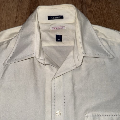 Vintage 60er 70er Enro Hemd Herren Medium Tall Qiana Nylon glänzend creme Disco Club - Bild 11 von 20