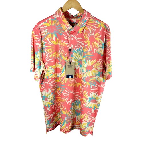 Chubbies Performance Polo The P.I. Coral Floral Shirt Size XL