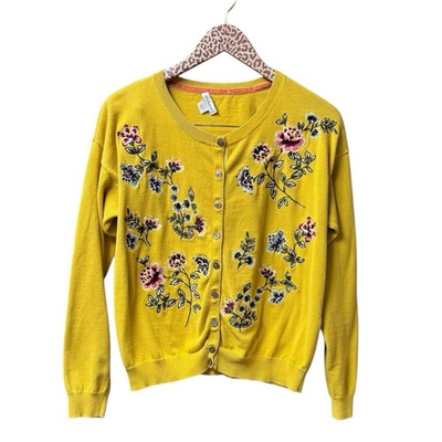 #ad #ad Sundance Create Dreams Floral Embroidered Cardigan Sweater Yellow Large $24.00