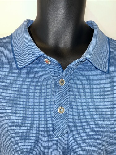 Tommy Bahama Polo Golf Shirt Mens XL Blue Short Sleeve Textured Marlin Logo - Picture 2 of 12