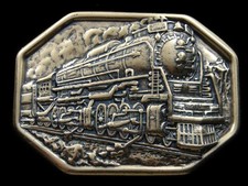 RK03121 NOS VINTAGE 1970s  STEAM LOCOMOTIVE TRAIN  RAILROAD BELT BUCKLE