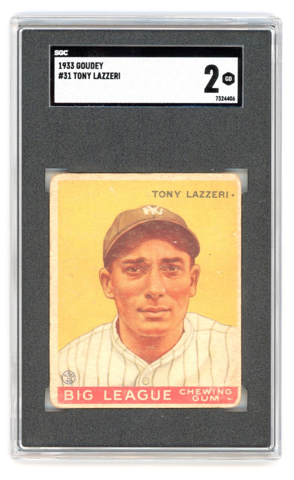1933 Goudey Baseball Card #31 Tony Lazzeri *Yankees* SGC 2