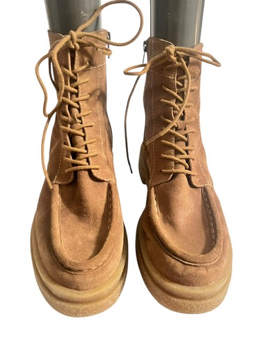 Free People Zadie Lug Sole Lace Up Boots •40/9•Suede Mocc Work Combat Shoes $198 - Picture 4 of 14