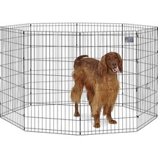 Folding Metal Dog Exercise Pen Indoor Outdoor Playpen 16 sq ft Secure Door