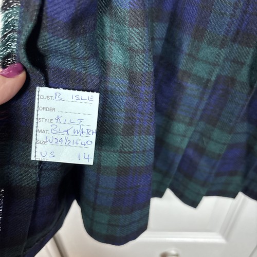 Vtg Glengary Scotland Kilt US 14 Black Watch Plaid New Old Stock Pure New Wool - Picture 7 of 13