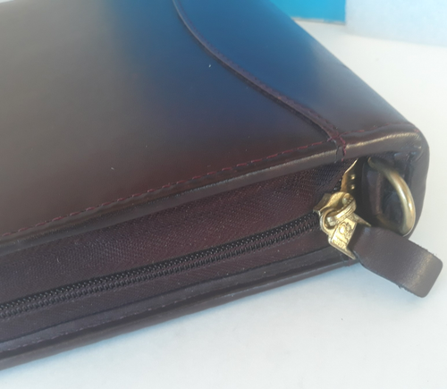 Franklin Quest ~ COMPACT Planner Full Grain Leather Binder 6 Ring 1.25" Burgundy - Picture 6 of 24