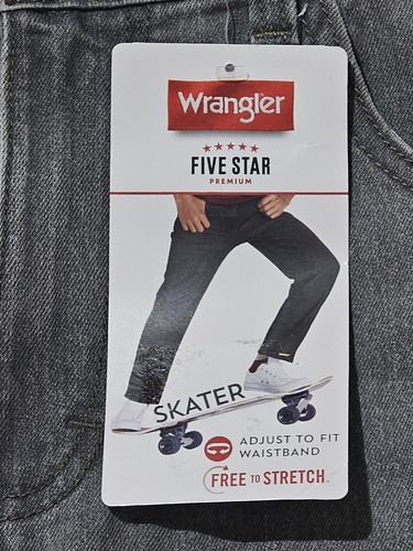 Wrangler Niños Negro Suelto Calce Patinador Denim 5 Bolsillos Jeans Talla 16 Nuevo - Imagen 2 de 11