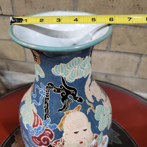 Vintage wunderschöne chinesische Wiseman-Vase aus Keramik mit Hirsch 17 Zoll - Bild 12 von 13