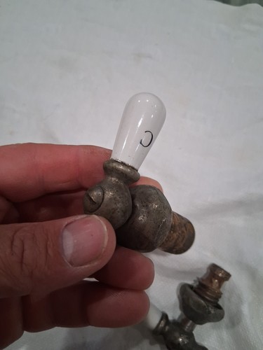 Vintage Porzellan Warm Kalt Wasserhahn Griffe - Bild 7 von 13