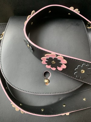 Teddy Blake The Sara Cross Body Bag Purse Black Pink Flowers