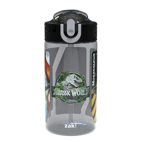 Zak 16oz Jurassic World Dinosaurier Strohhalm Wasserflasche, robuste Plastikflasche NEU - Bild 1 von 8