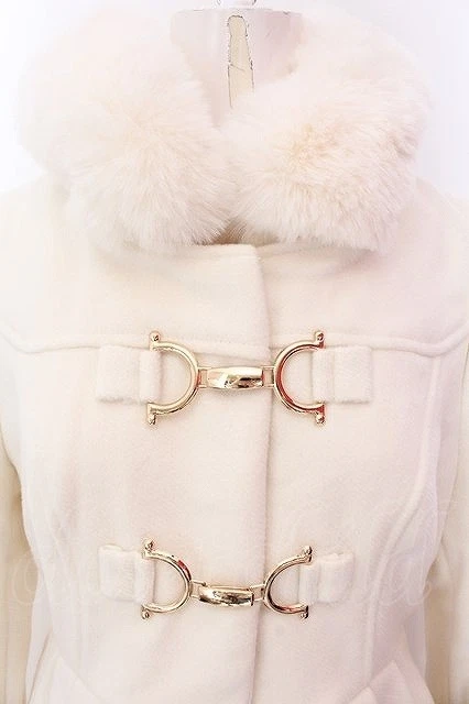 OFF WHITE Cappotto lungo bianco sporco Ma Rs cappuccio pelliccia sintetica e maniche staccabili