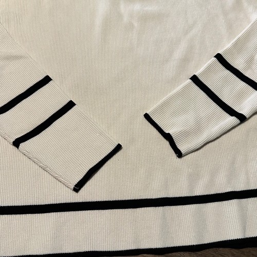 Adriana Papell Long Sleeve Stripe Soft Sweater White/Black Size XS - Picture 2 of 6
