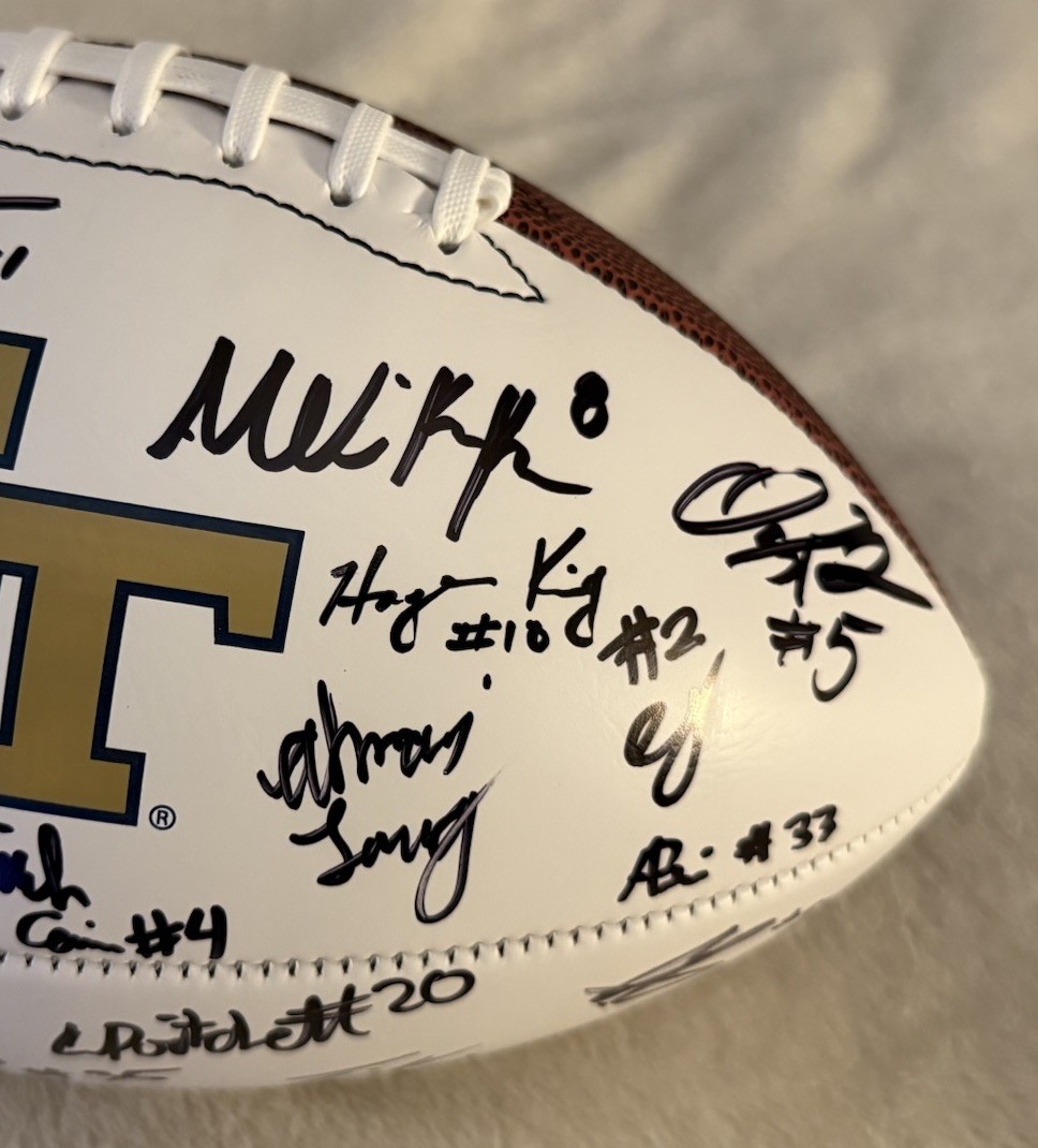 2025 GEORGIA TECH YELLOW JACKETS TEAM SIGNED LOGO FOOTBALL W/COA HAYNES KING