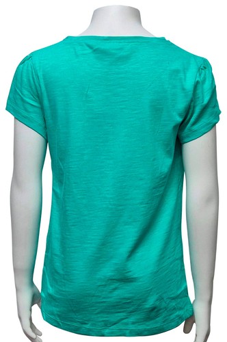 NEXT Kinder Mädchen schöner kurzärmliger grüner Pullover 100% Baumwolle T-Shirt Oberteil - Bild 2 von 2