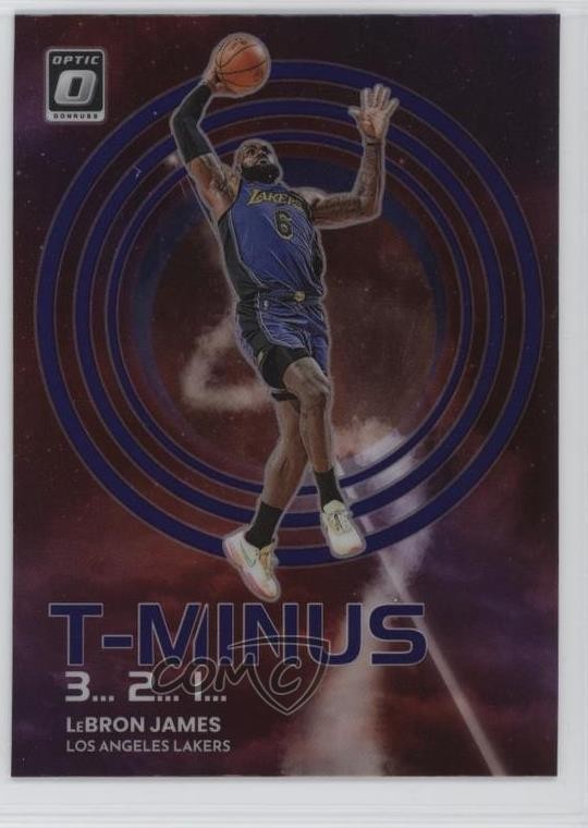 2022-23 Panini Donruss Optic T-Minus 3 2 1 Purple Prizm LeBron James #15 v1i