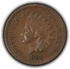 1880 1c Indian Head Small Cent - Chocolate Brown - VF - SKU-Y6523
