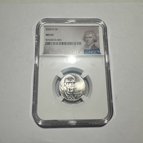 2024 D Jefferson Nickel KEY DATE 5c NGC MS 63 ⭐READY 2 SHIP⭐LOW MINTAGE