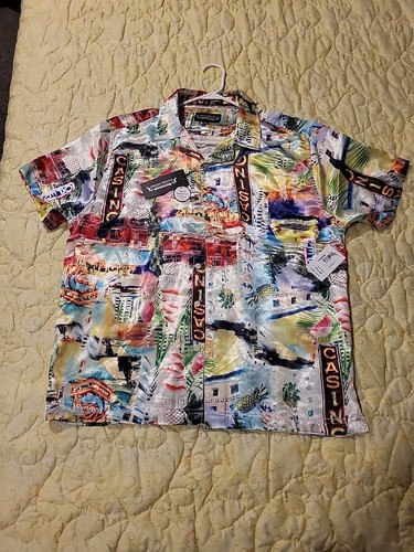 Camiseta Top Estampado Fresco Con Botones Para Hombres Talla XL Casino Fiesta Divertida Camisa Estampado Retro