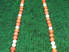 Collier Ancien Ras Du Cou En Perles De Corail Tressées Prisme - Orange, Occasion !