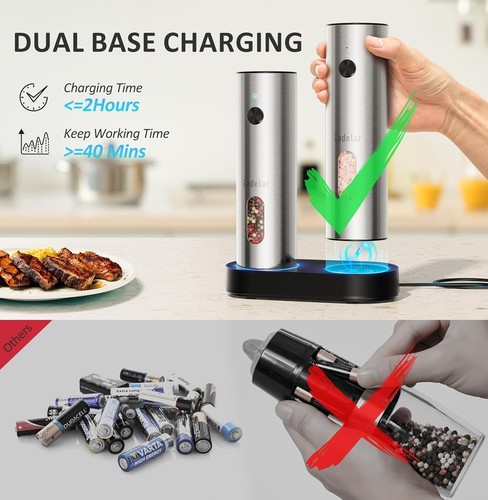 Elektrische Salz und Pfeffermühle Set Wiederaufladbar Edelstahl USB C Groß... - Bild 5 von 11